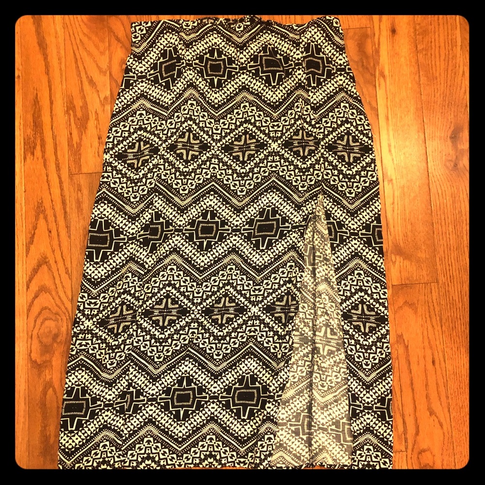 Express Black and White Aztec maxi skirt with slit